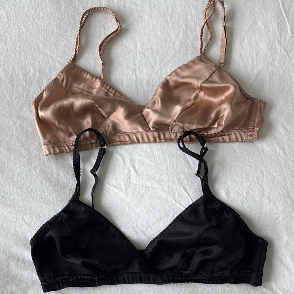 Intimissimi Emma refined everyday Silk Bralette Set - Black and Tan